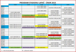 Program stadionu Lapač - únor 2015